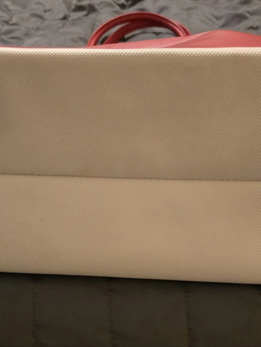 Lacoste Red White Trim L.12.12 Concept Shopping Bag Large Zipper Tote Purse